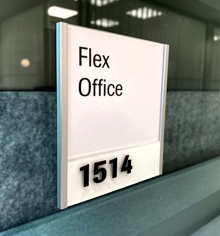 ADA Braille office nameplate modern design with paper printout