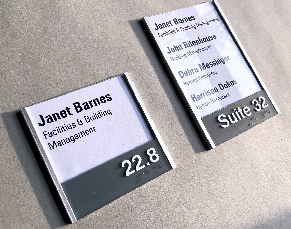 ADA office nameplate with printed insert