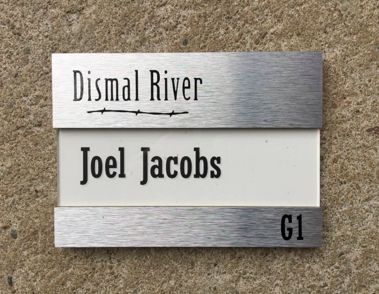Brushed Metal Nameplate & printed name with a logo