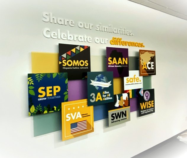 Custom wall art display corporate interior