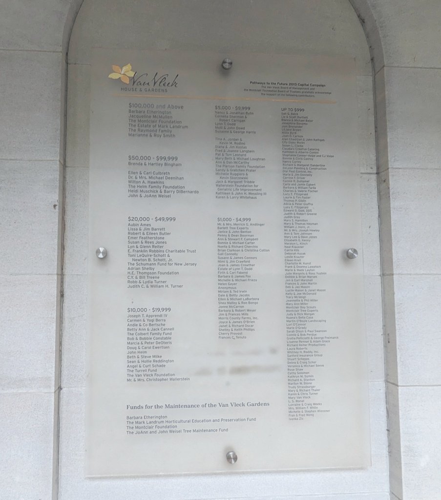 Donor wall display for capital campaign on frosted acrylic with standoffs