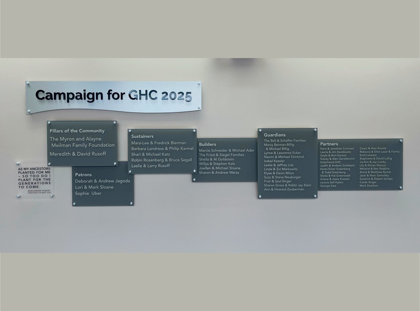 Modern donor wall for capital campaign