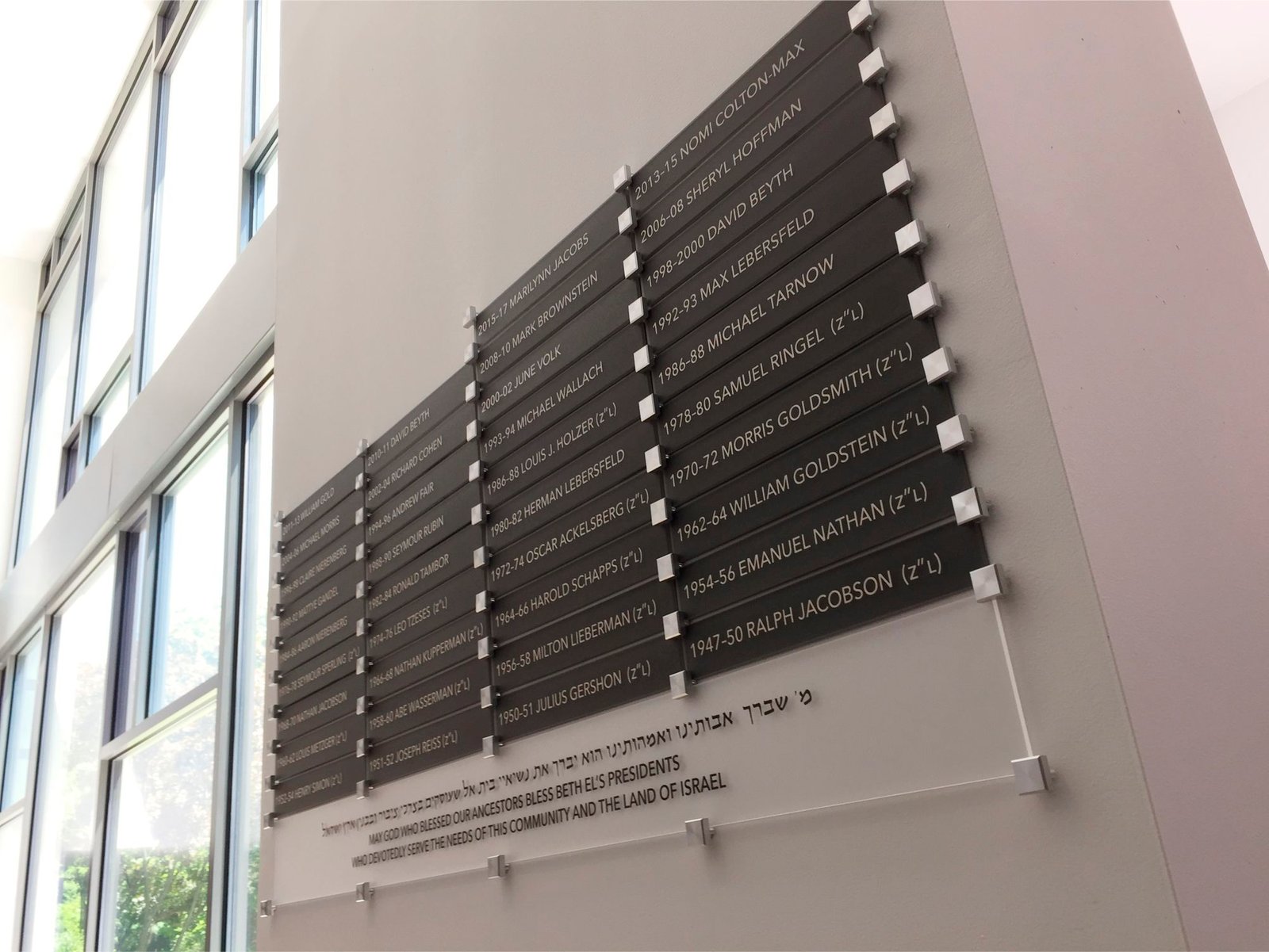 Recognition wall of presidents square standoffs & frosted acrylic NJ