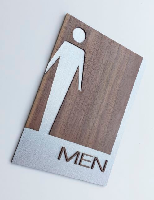 Wood & Brushed Metal ADA Restroom Sign