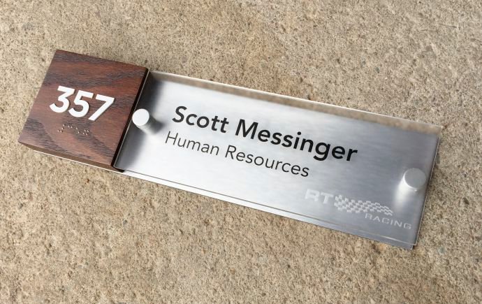 Wood & Metal Nameplate with Standoffs