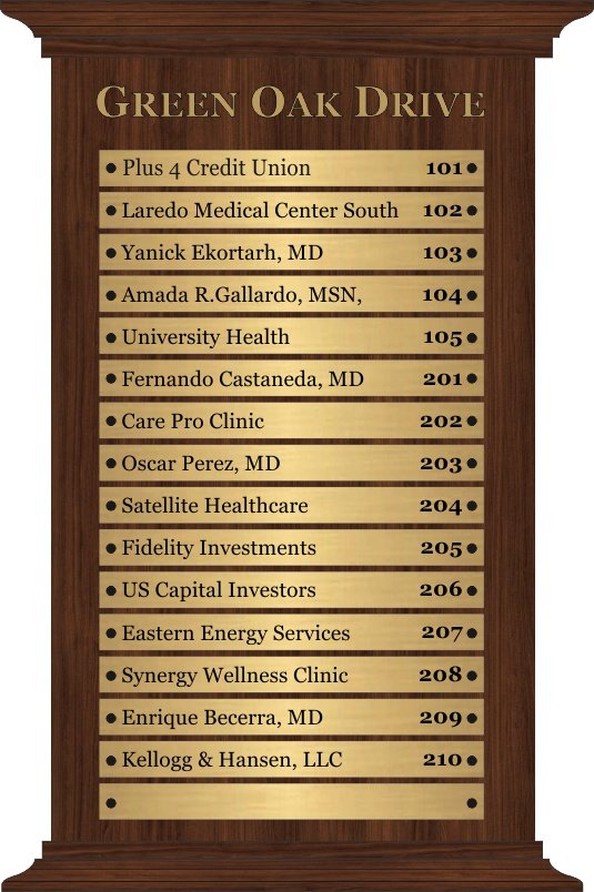 Classic Building Directory Walnut wood with gold