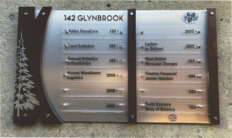 Modern wood & Metal Building Directory