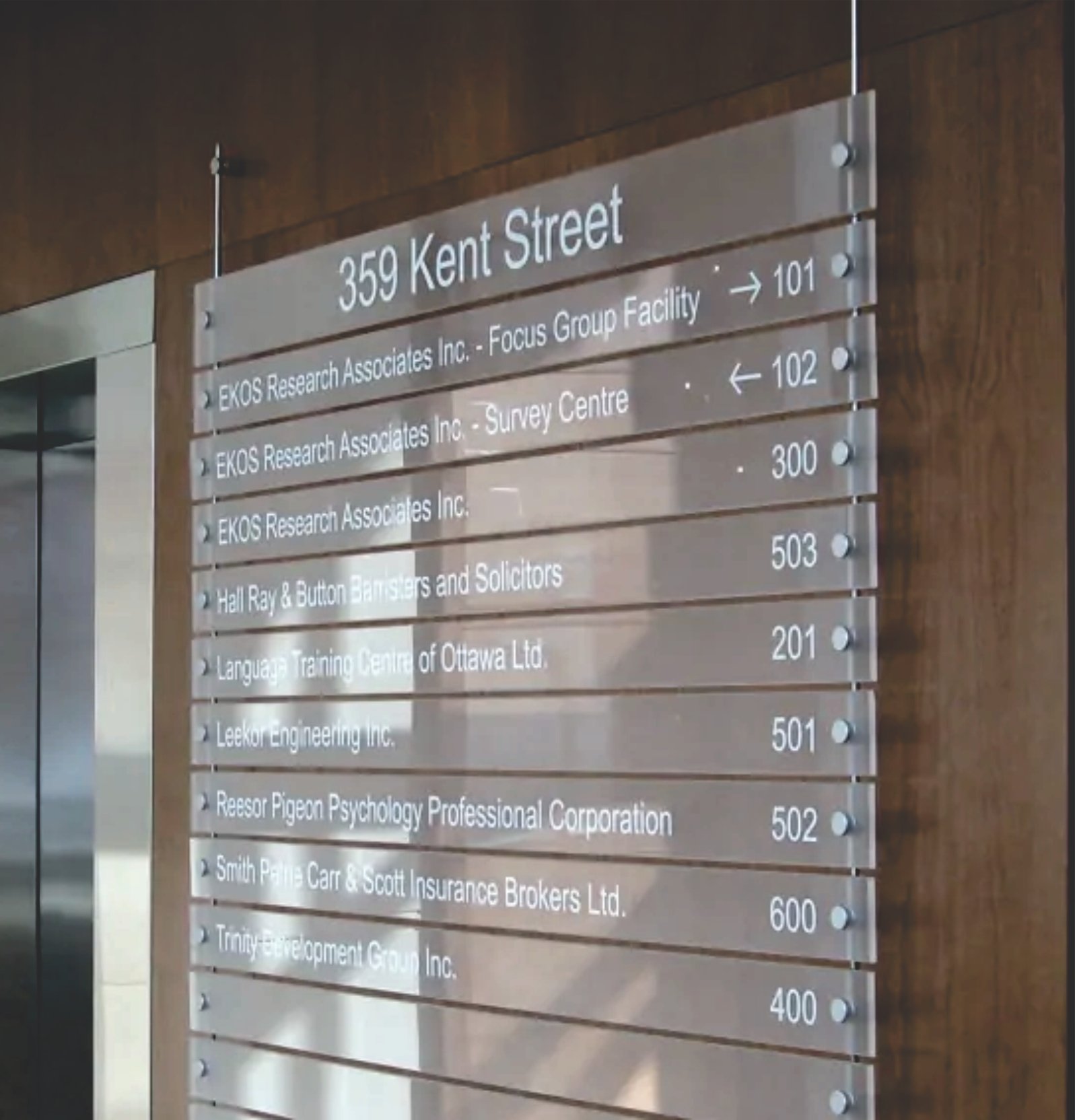 Building Directory with frosted acrylic Modern rod system
