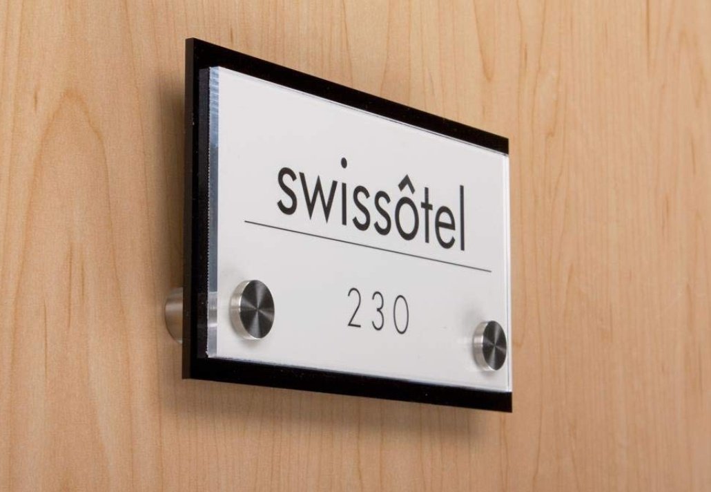 Acrylic-2-part-black nameplate-print-your-own-name standoffs