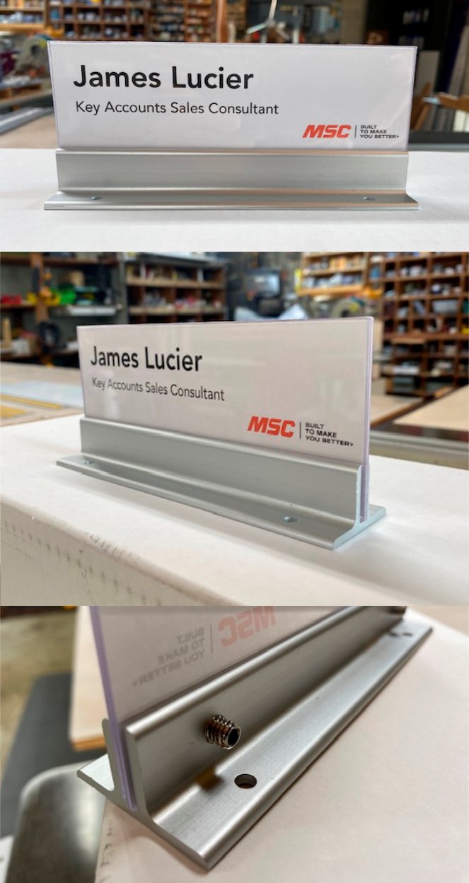 Nameplate for top of cubicle wall with printable insert