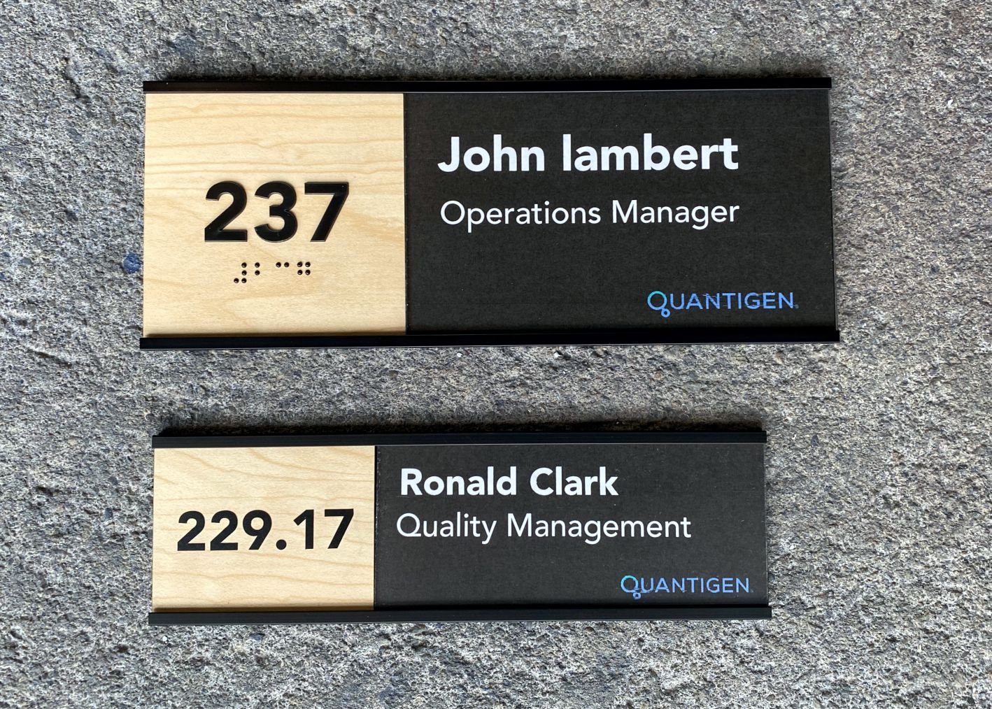 Office nameplate black ADA Braille cubicle