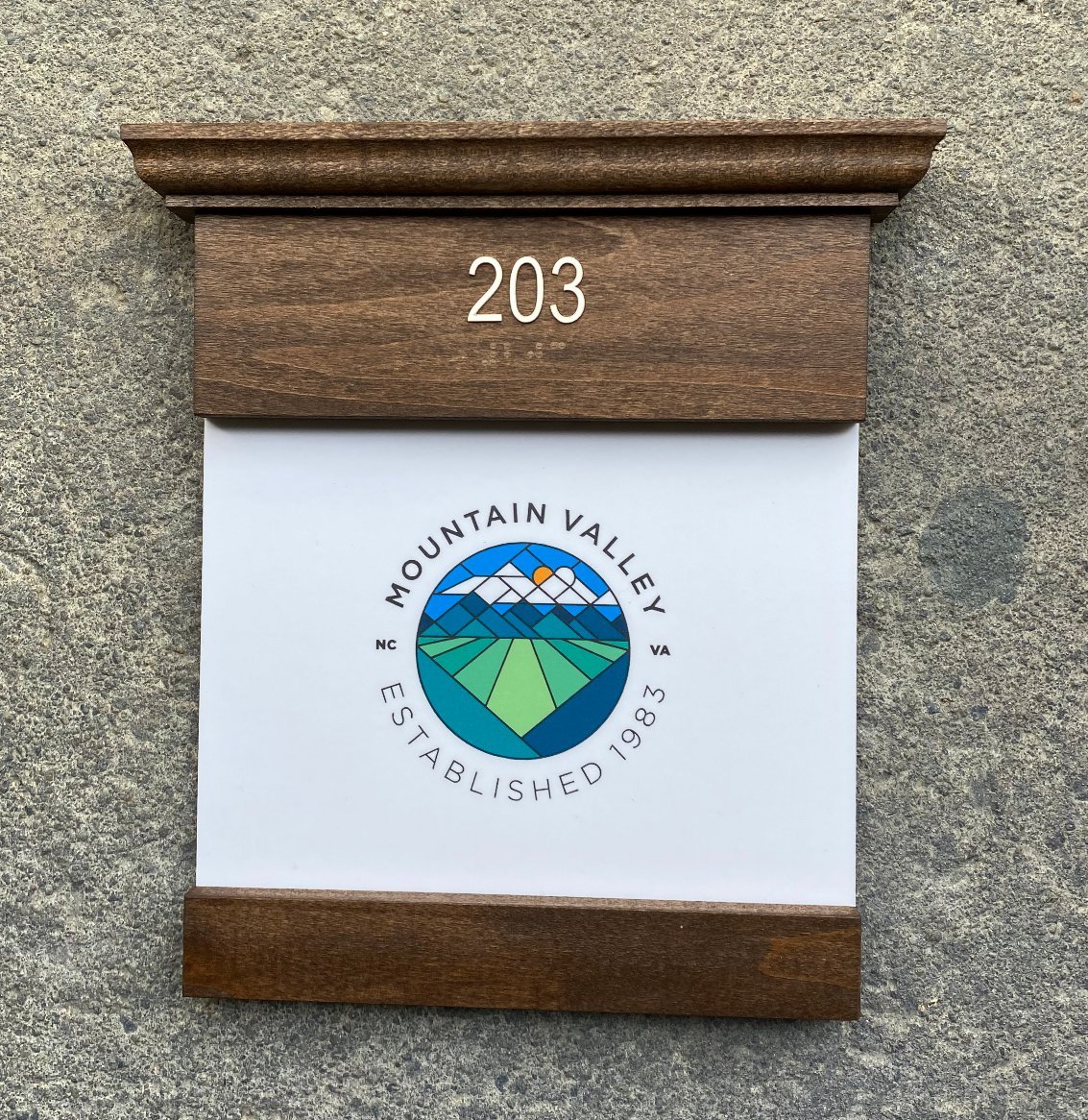 Wood ADA braille room sign classic design